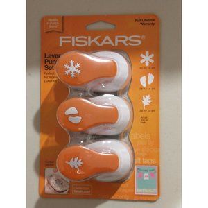 Fiskars Lever Punches Punch Set Of 3 Variety Pack Snowflake Feet Leaf B32 NEW